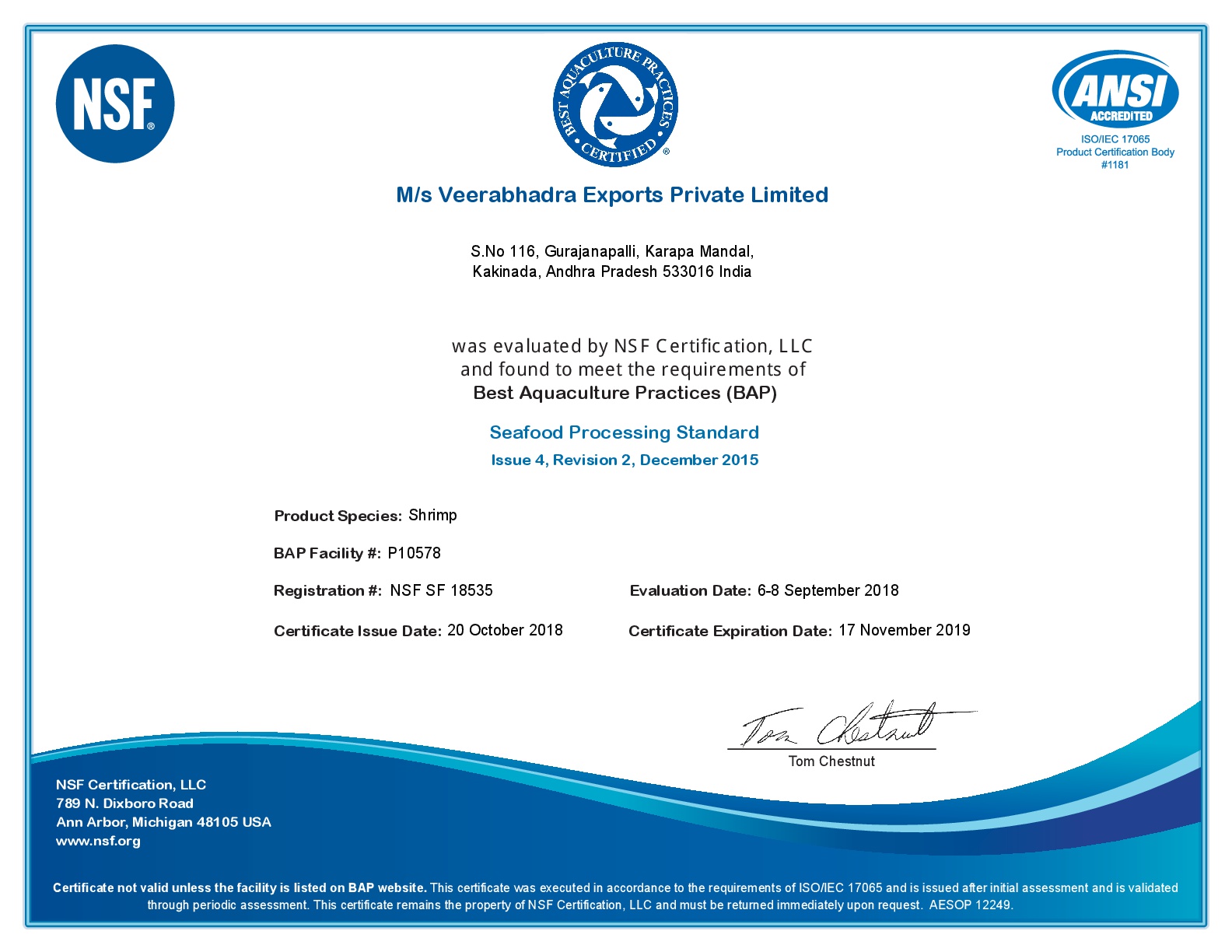 VB Exports Pvt Ltd Certificates